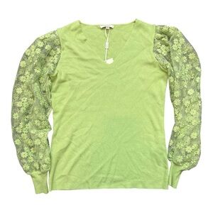 Sioni V Neck Long Sleeve Sweater Floral Lace Contrast S